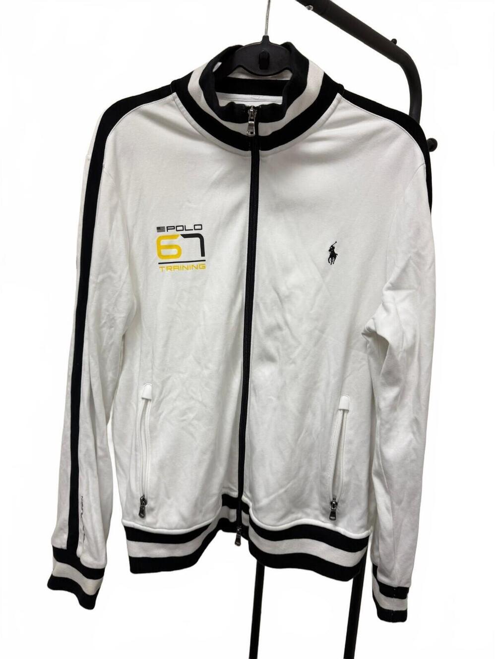 Polo Ralph Lauren P67 Training White Black Full Zip Track Jacket Men's L